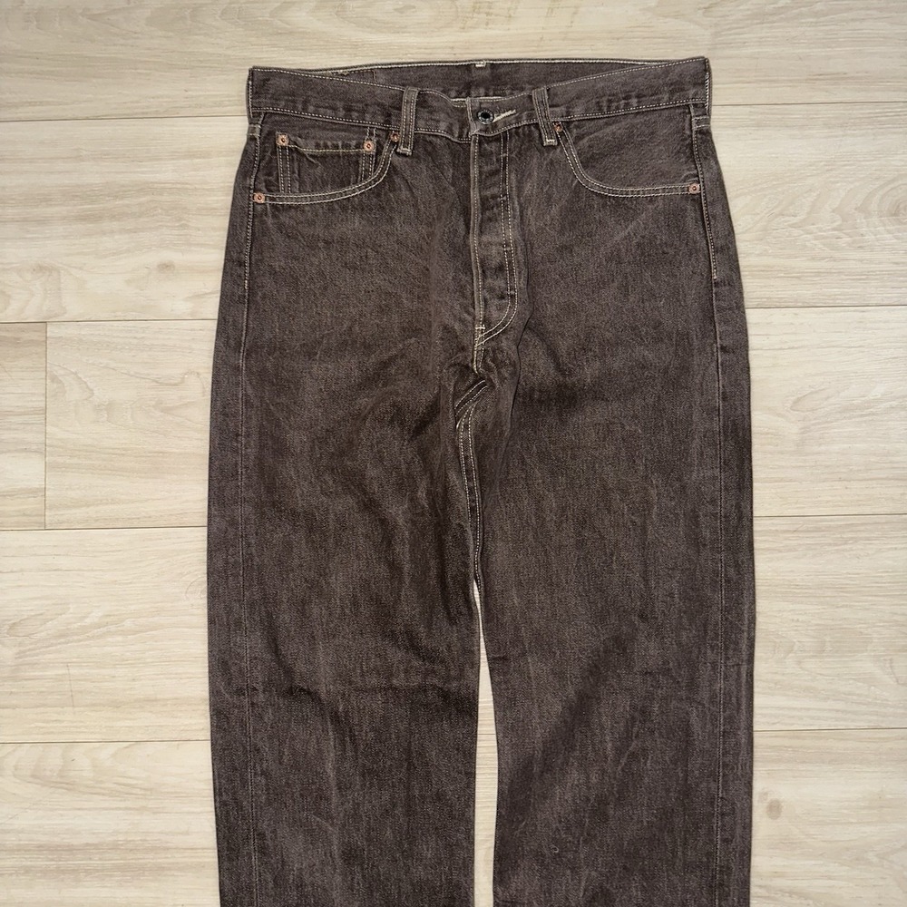 Vintage Levi's 501 Jeans Mens 34x34 (33x31) Brown Denim Button Fly Straight Leg - Picture 3 of 9